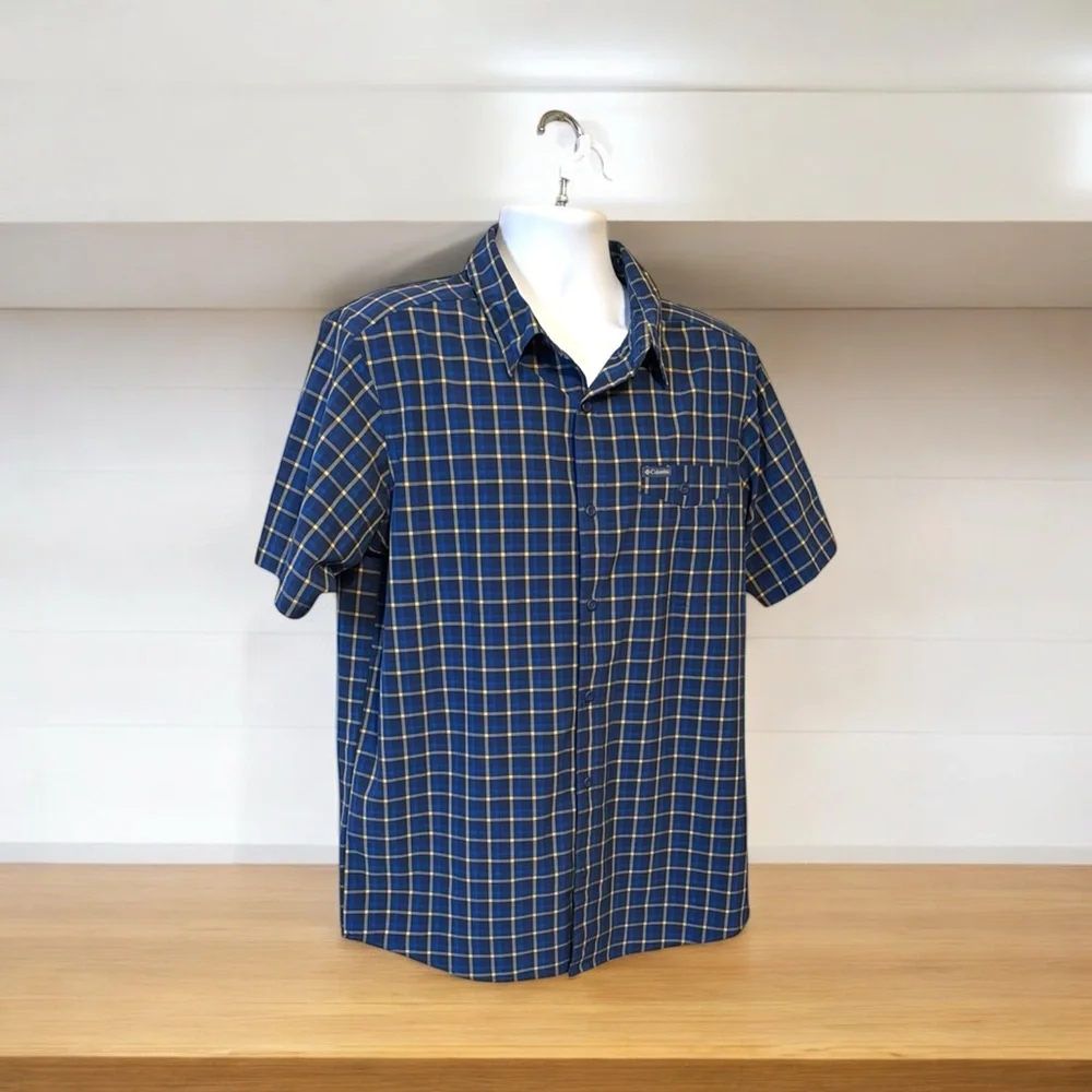 Columbia Blue and Yellow Casual Button Down Shirt - Picture 2 of 11